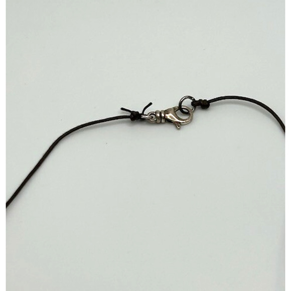 NWT Peyote Bird Round Leather Cord Necklace Genuine Stone Sterling Silver 16" - Picture 4 of 5